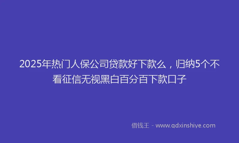 2025年热门人保公司贷款好下款么，归纳5个不看征信无视黑白百分百下款口子