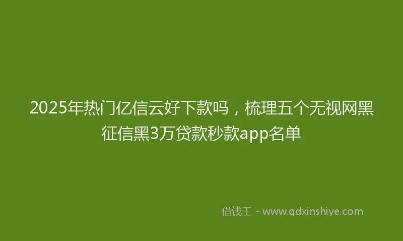 2025年热门亿信云好下款吗，梳理五个无视网黑征信黑3万贷款秒款app名单