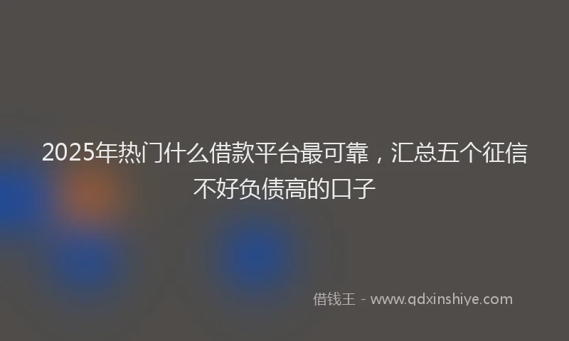 2025年热门什么借款平台最可靠，汇总五个征信不好负债高的口子