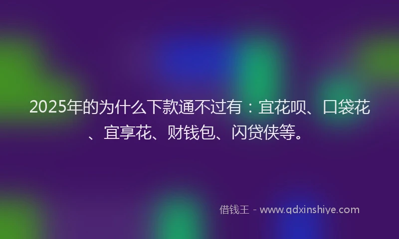 2025年的为什么下款通不过有：宜花呗、口袋花、宜享花、财钱包、闪贷侠等。