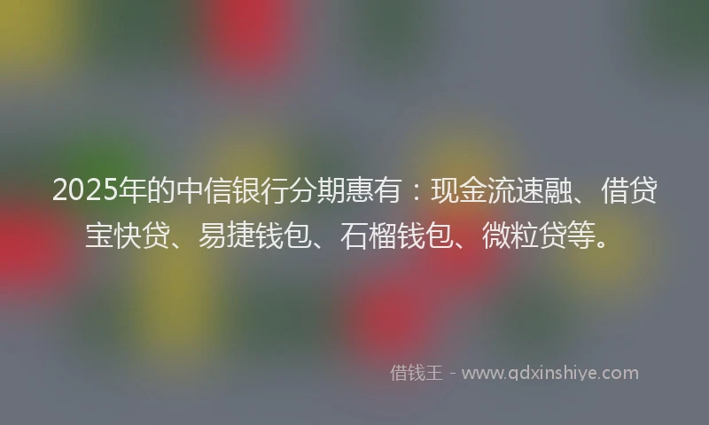 2025年的中信银行分期惠有：现金流速融、借贷宝快贷、易捷钱包、石榴钱包、微粒贷等。