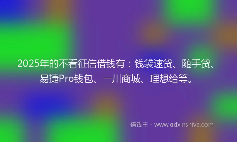 2025年的不看征信借钱有：钱袋速贷、随手贷、易捷Pro钱包、一川商城、理想给等。