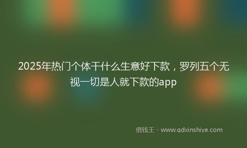 2025年热门个体干什么生意好下款，罗列五个无视一切是人就下款的app