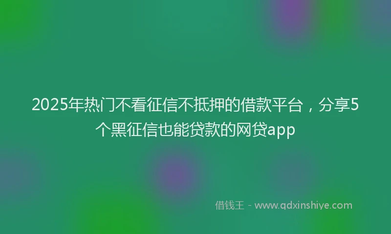 2025年热门不看征信不抵押的借款平台，分享5个黑征信也能贷款的网贷app