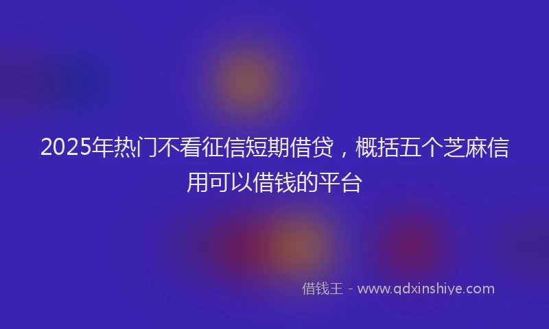 2025年热门不看征信短期借贷，概括五个芝麻信用可以借钱的平台