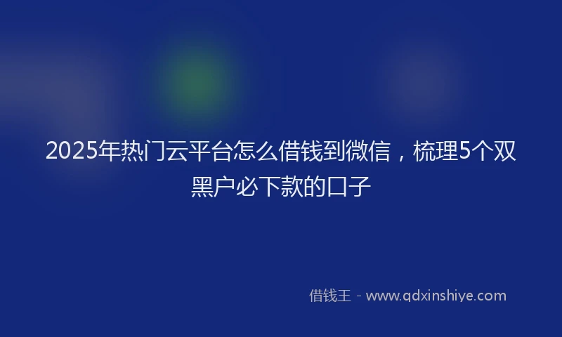 2025年热门云平台怎么借钱到微信，梳理5个双黑户必下款的口子