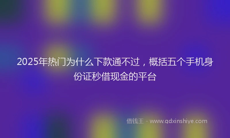 2025年热门为什么下款通不过，概括五个手机身份证秒借现金的平台