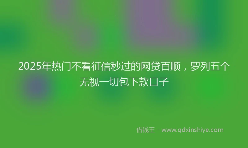 2025年热门不看征信秒过的网贷百顺，罗列五个无视一切包下款口子