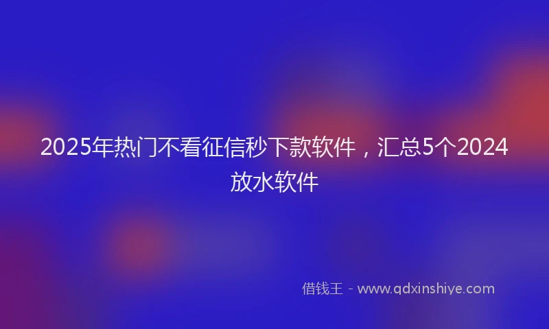 2025年热门不看征信秒下款软件，汇总5个2024放水软件