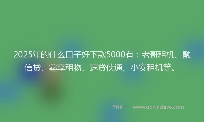 2025年的什么口子好下款5000有：老哥租机、融信贷、鑫享租物、速贷侠通、小安租机等。