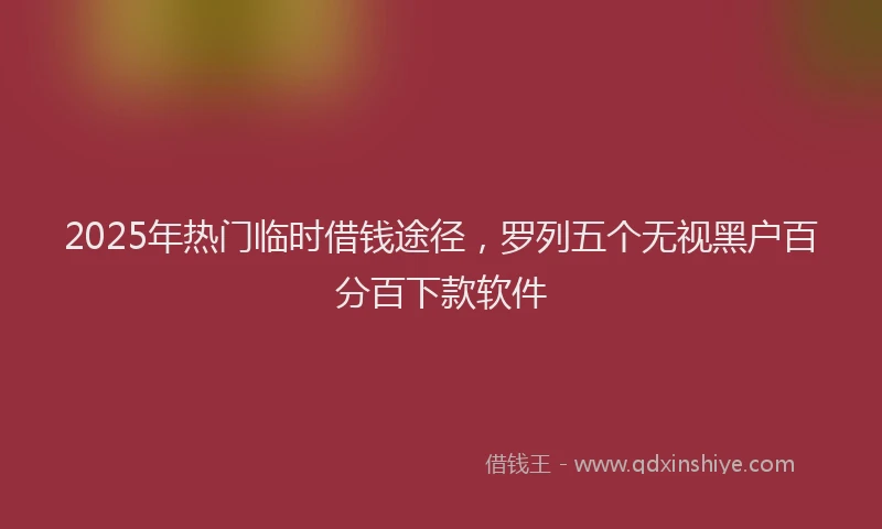 2025年热门临时借钱途径，罗列五个无视黑户百分百下款软件