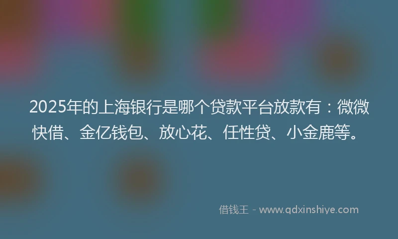 2025年的上海银行是哪个贷款平台放款有：微微快借、金亿钱包、放心花、任性贷、小金鹿等。