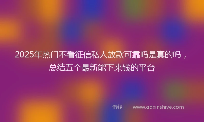 2025年热门不看征信私人放款可靠吗是真的吗，总结五个最新能下来钱的平台