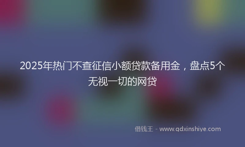 2025年热门不查征信小额贷款备用金，盘点5个无视一切的网贷