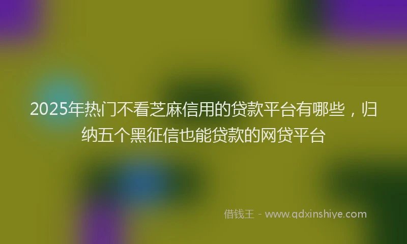 2025年热门不看芝麻信用的贷款平台有哪些，归纳五个黑征信也能贷款的网贷平台