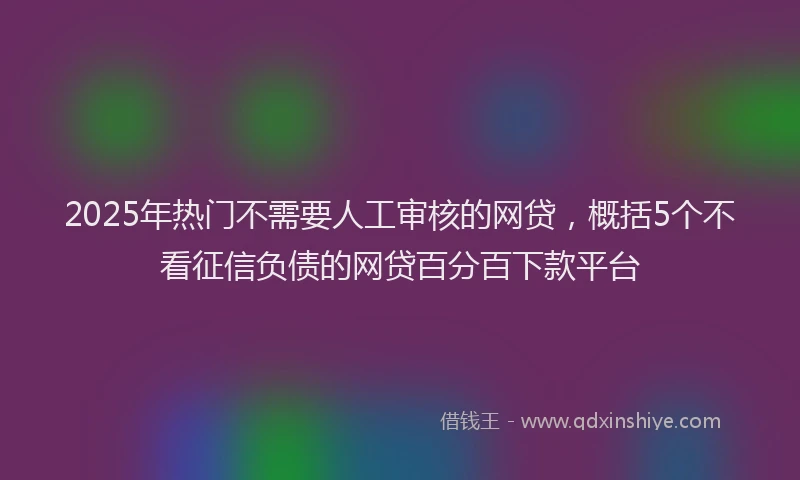 2025年热门不需要人工审核的网贷，概括5个不看征信负债的网贷百分百下款平台