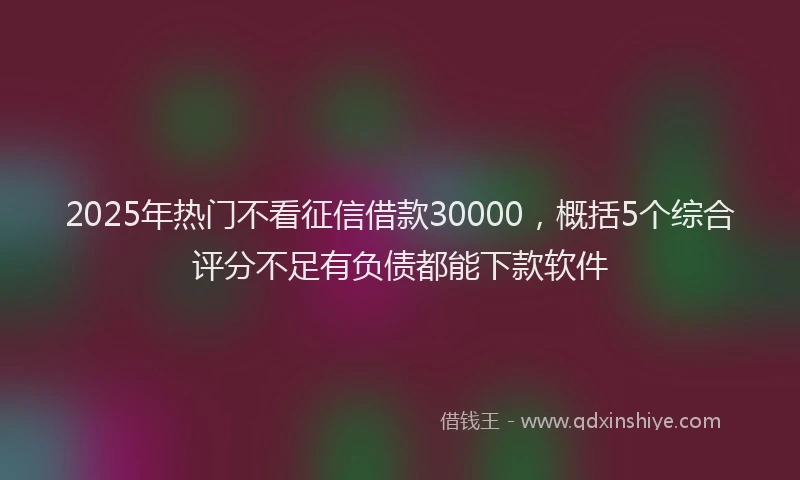 2025年热门不看征信借款30000，概括5个综合评分不足有负债都能下款软件