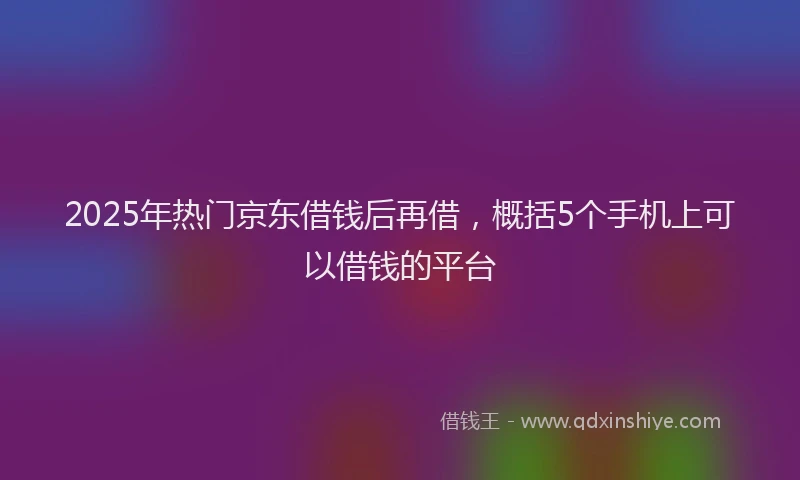 2025年热门京东借钱后再借，概括5个手机上可以借钱的平台