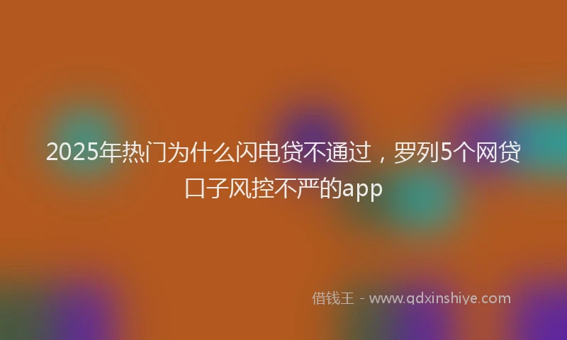 2025年热门为什么闪电贷不通过，罗列5个网贷口子风控不严的app