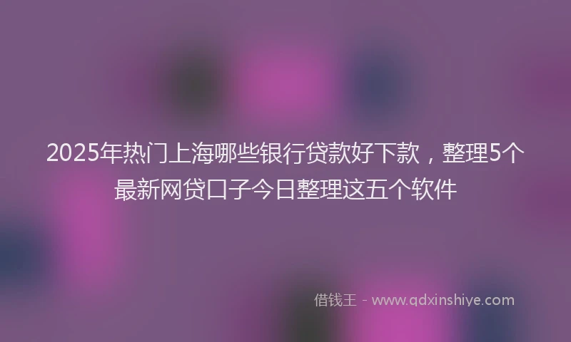 2025年热门上海哪些银行贷款好下款，整理5个最新网贷口子今日整理这五个软件