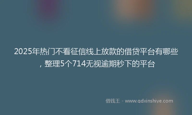 2025年热门不看征信线上放款的借贷平台有哪些，整理5个714无视逾期秒下的平台