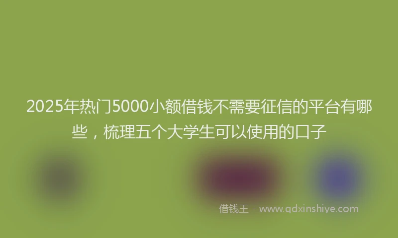 2025年热门5000小额借钱不需要征信的平台有哪些，梳理五个大学生可以使用的口子