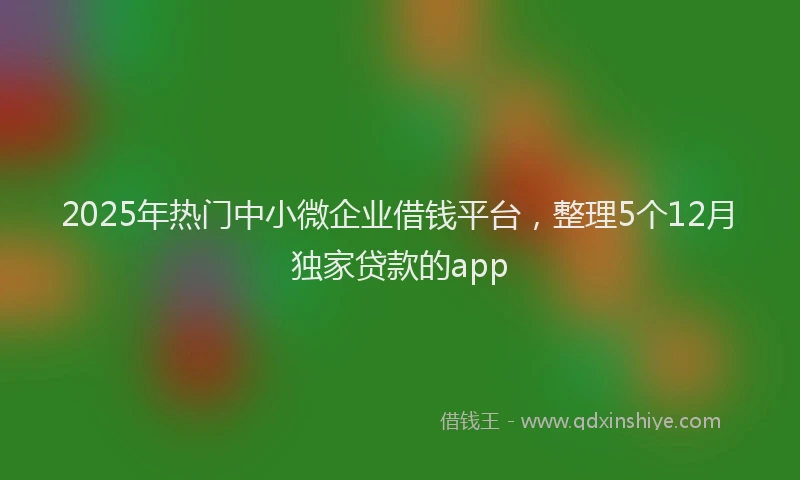 2025年热门中小微企业借钱平台，整理5个12月独家贷款的app