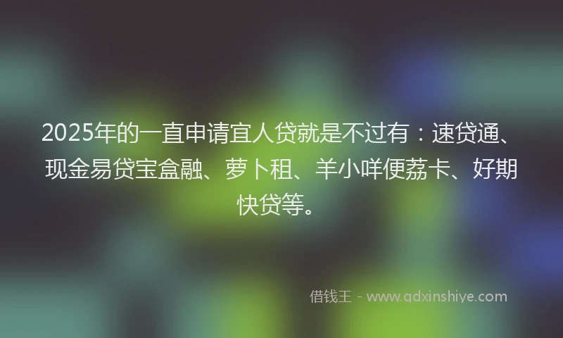2025年的一直申请宜人贷就是不过有：速贷通、现金易贷宝盒融、萝卜租、羊小咩便荔卡、好期快贷等。