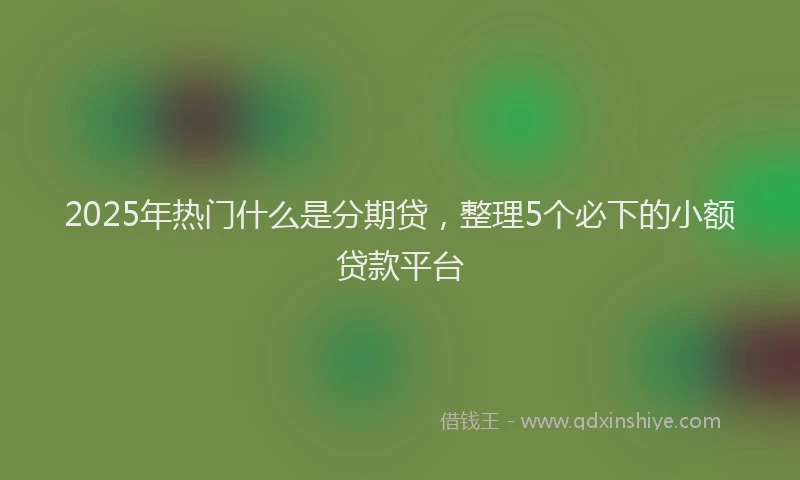 2025年热门什么是分期贷，整理5个必下的小额贷款平台