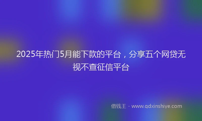 2025年热门5月能下款的平台，分享五个网贷无视不查征信平台