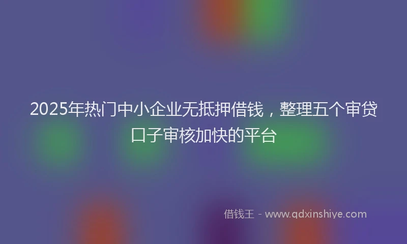 2025年热门中小企业无抵押借钱，整理五个审贷口子审核加快的平台