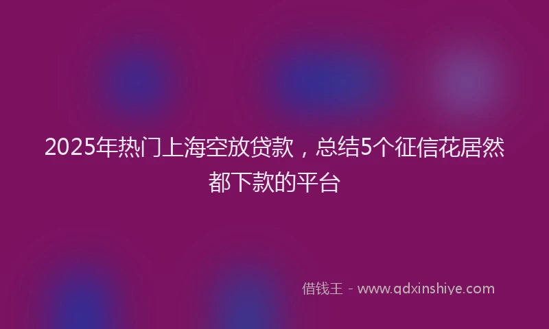 2025年热门上海空放贷款，总结5个征信花居然都下款的平台
