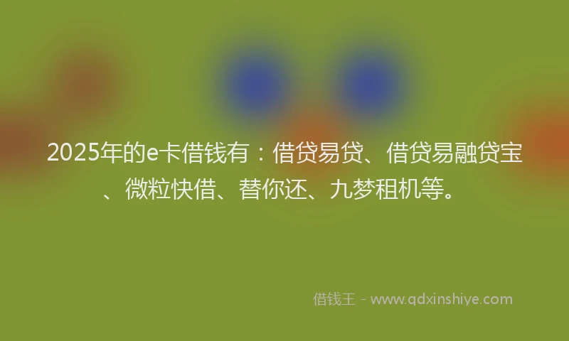 2025年的e卡借钱有：借贷易贷、借贷易融贷宝、微粒快借、替你还、九梦租机等。