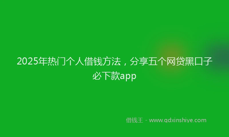 2025年热门个人借钱方法，分享五个网贷黑口子必下款app