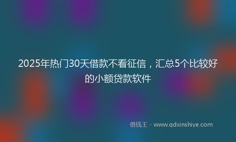 2025年热门30天借款不看征信，汇总5个比较好的小额贷款软件