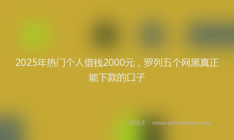 2025年热门个人借钱2000元，罗列五个网黑真正能下款的口子