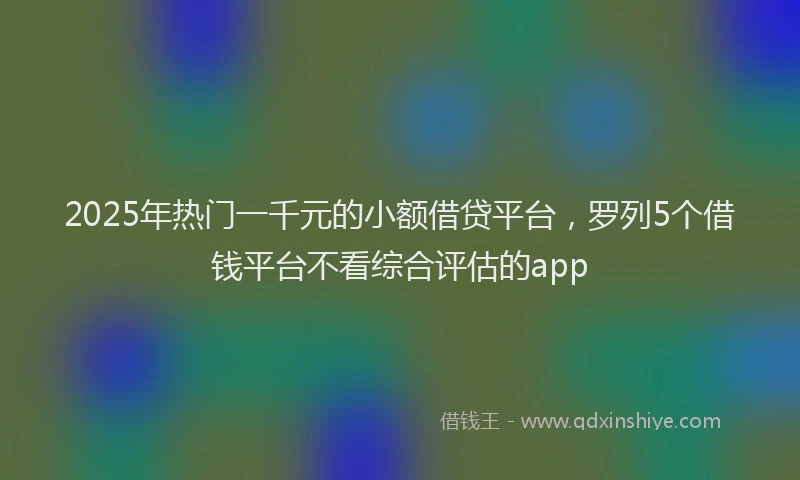 2025年热门一千元的小额借贷平台，罗列5个借钱平台不看综合评估的app