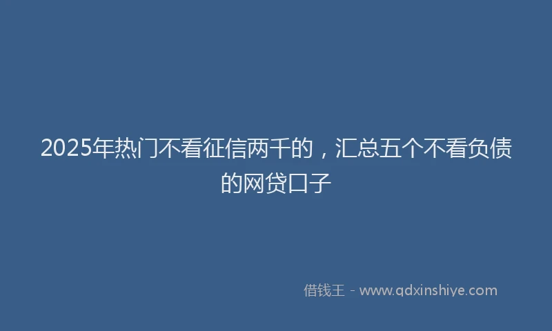 2025年热门不看征信两千的，汇总五个不看负债的网贷口子