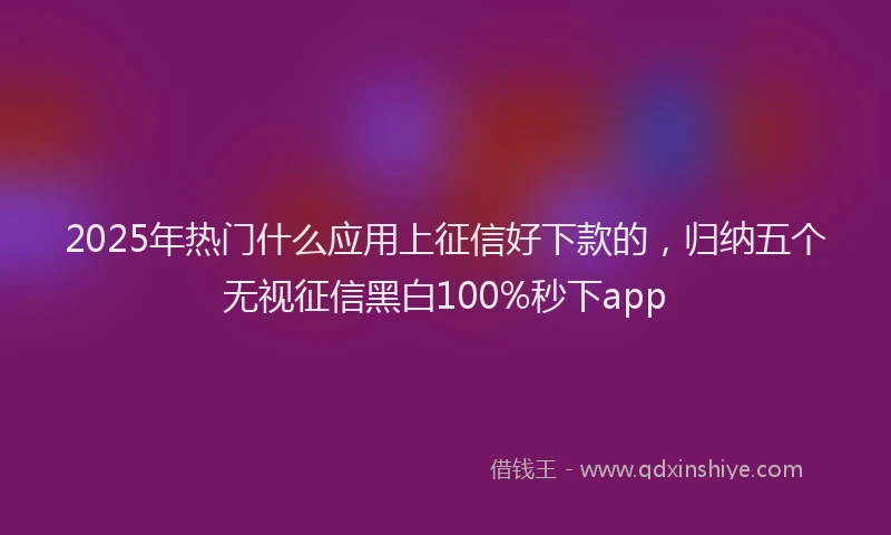 2025年热门什么应用上征信好下款的，归纳五个无视征信黑白100%秒下app