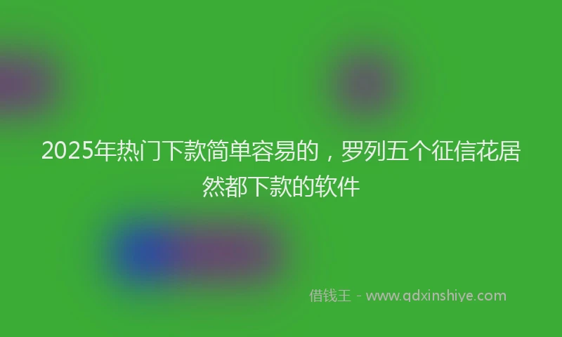 2025年热门下款简单容易的，罗列五个征信花居然都下款的软件