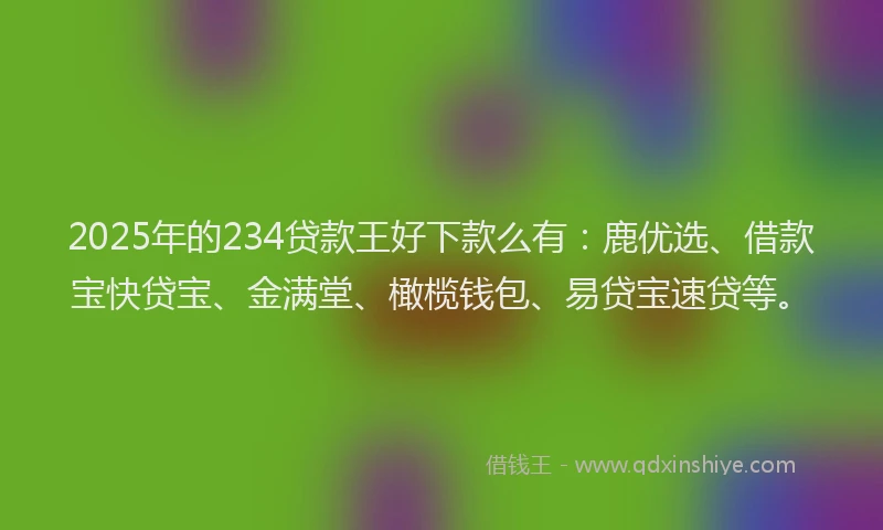 2025年的234贷款王好下款么有：鹿优选、借款宝快贷宝、金满堂、橄榄钱包、易贷宝速贷等。