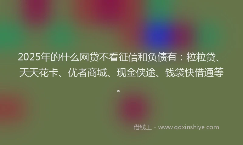2025年的什么网贷不看征信和负债有：粒粒贷、天天花卡、优者商城、现金侠途、钱袋快借通等。