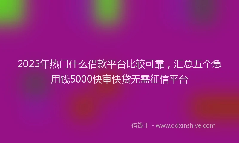 2025年热门什么借款平台比较可靠，汇总五个急用钱5000快审快贷无需征信平台