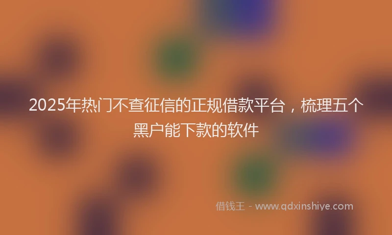 2025年热门不查征信的正规借款平台，梳理五个黑户能下款的软件