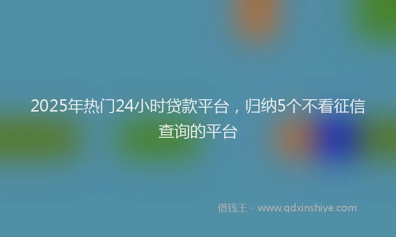 2025年热门24小时贷款平台，归纳5个不看征信查询的平台