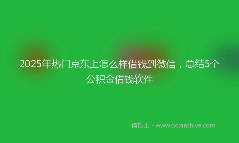 2025年热门京东上怎么样借钱到微信，总结5个公积金借钱软件