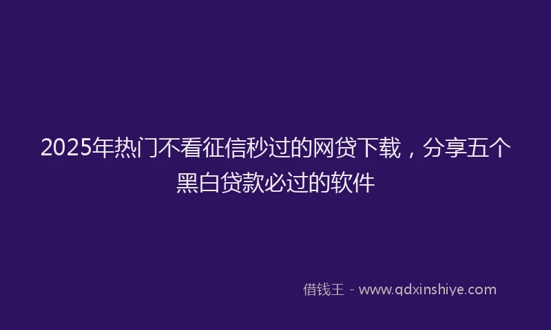 2025年热门不看征信秒过的网贷下载，分享五个黑白贷款必过的软件