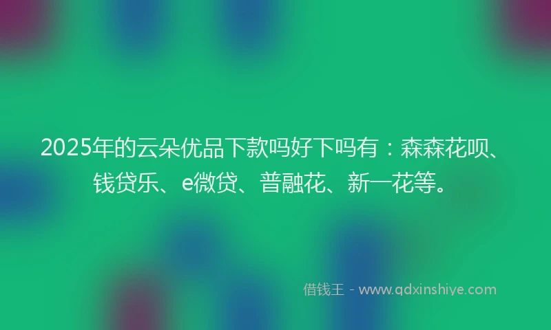 2025年的云朵优品下款吗好下吗有：森森花呗、钱贷乐、e微贷、普融花、新一花等。