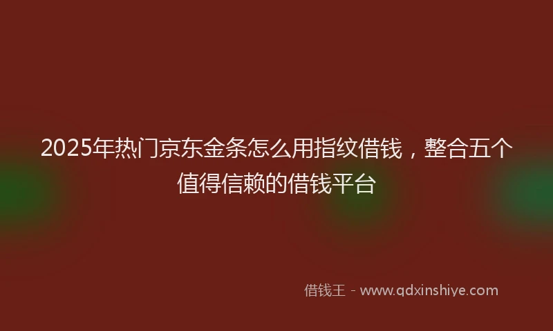 2025年热门京东金条怎么用指纹借钱，整合五个值得信赖的借钱平台