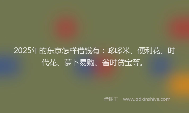 2025年的东京怎样借钱有：哆哆米、便利花、时代花、萝卜易购、省时贷宝等。